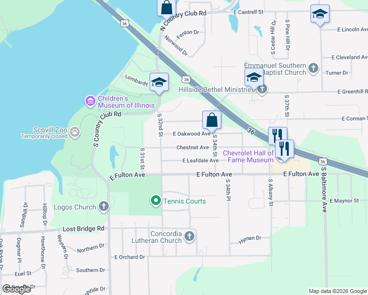 map of restaurants, bars, coffee shops, grocery stores, and more near 3299 Chestnut Avenue in Decatur