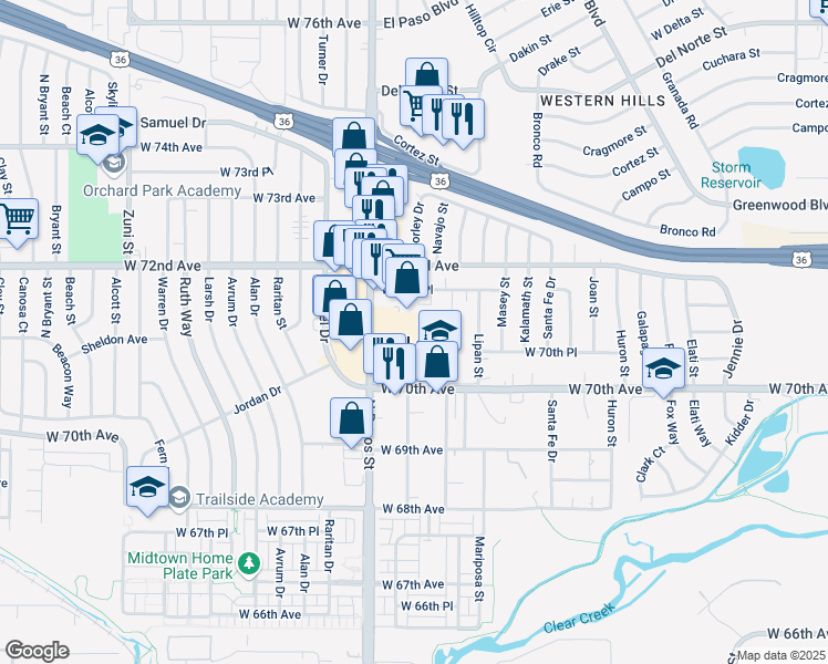 map of restaurants, bars, coffee shops, grocery stores, and more near in Twin Lakes