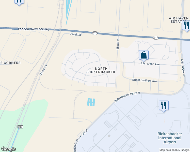 map of restaurants, bars, coffee shops, grocery stores, and more near 6501-6699 Cedar Street in Columbus