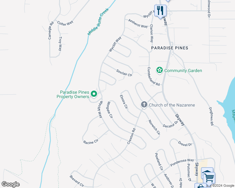 map of restaurants, bars, coffee shops, grocery stores, and more near 14171 Elmira Circle in Magalia