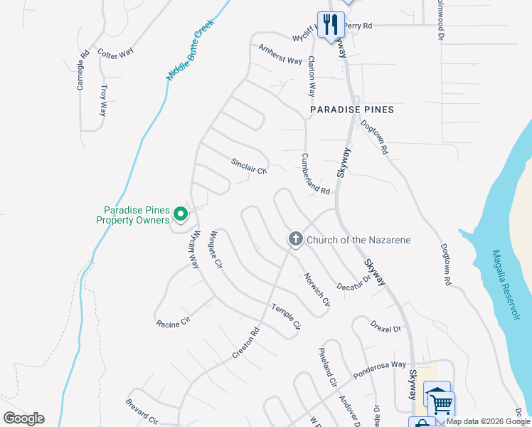 map of restaurants, bars, coffee shops, grocery stores, and more near 14197 Elmira Circle in Magalia