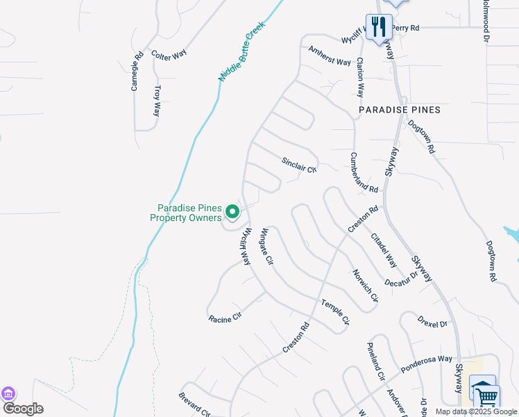 map of restaurants, bars, coffee shops, grocery stores, and more near 6236 Stonehill Court in Magalia