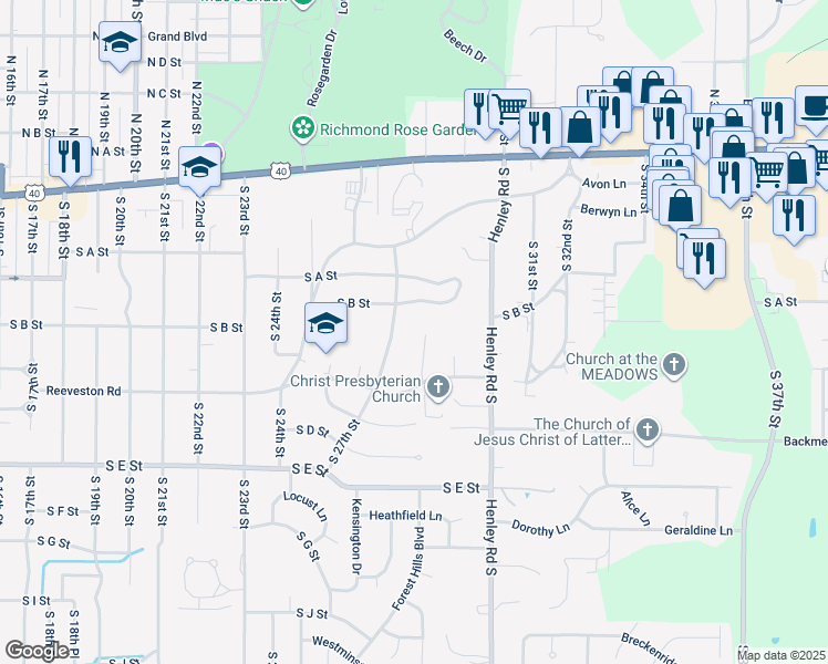 map of restaurants, bars, coffee shops, grocery stores, and more near 229 South 28th Street in Richmond