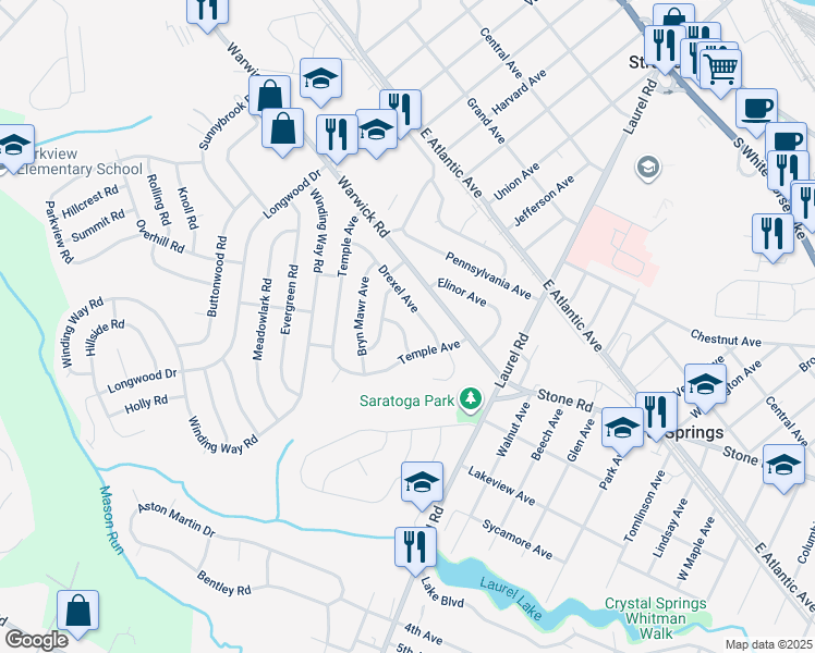 map of restaurants, bars, coffee shops, grocery stores, and more near 7 Duke Avenue in Stratford