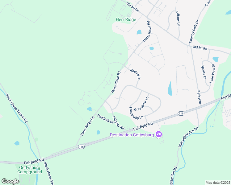 map of restaurants, bars, coffee shops, grocery stores, and more near 429 Friendship Lane in Gettysburg