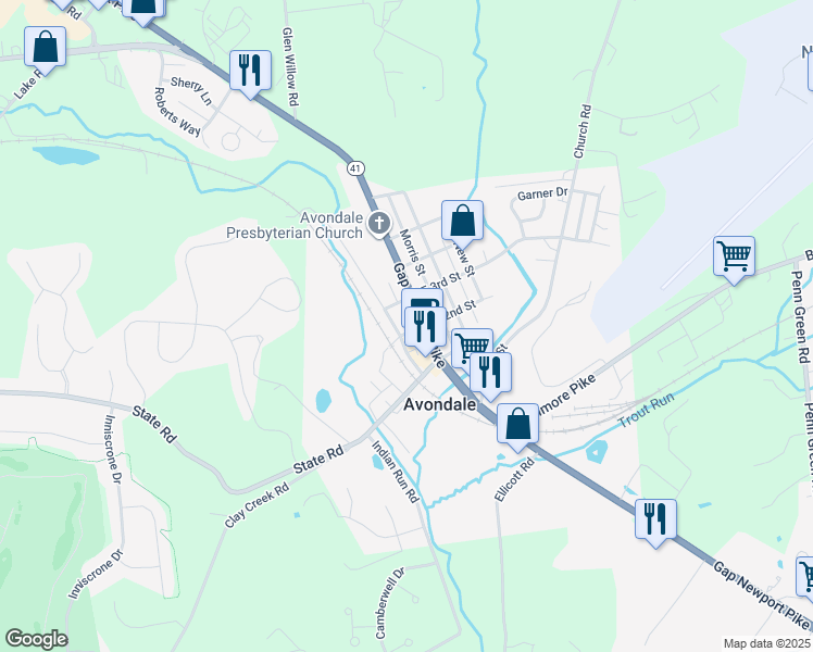 map of restaurants, bars, coffee shops, grocery stores, and more near 220 Pennsylvania Avenue in Avondale