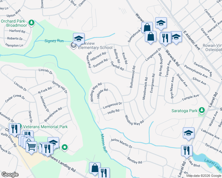 map of restaurants, bars, coffee shops, grocery stores, and more near 229 Winding Way Road in Stratford