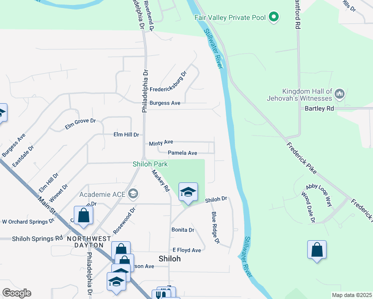 map of restaurants, bars, coffee shops, grocery stores, and more near 311 Minty Avenue in Dayton