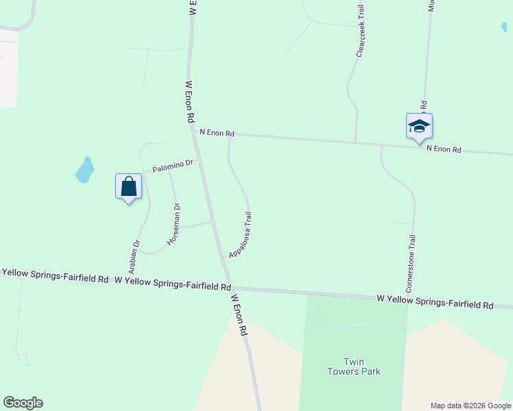 map of restaurants, bars, coffee shops, grocery stores, and more near 4902 Appaloosa Trail in Fairborn