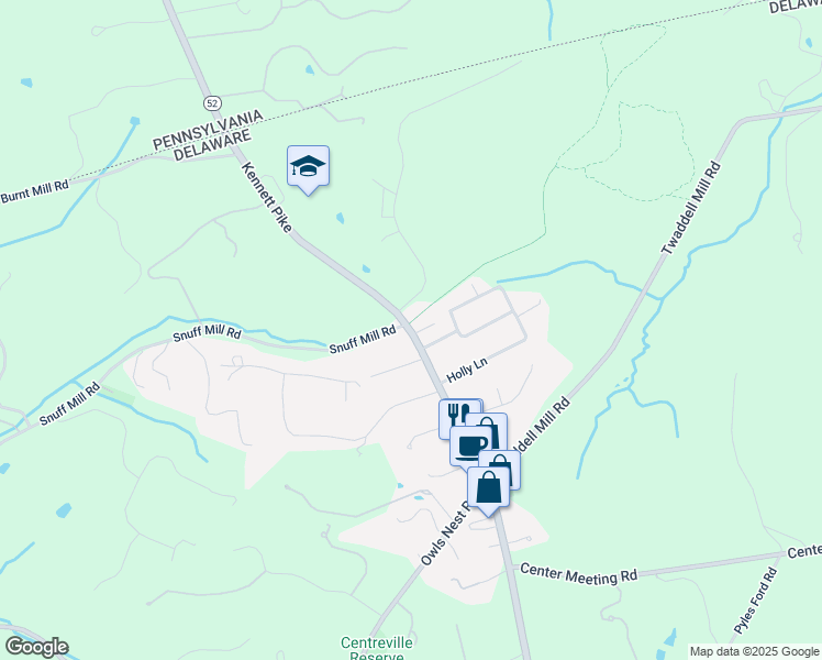 map of restaurants, bars, coffee shops, grocery stores, and more near 5925 Kennett Pike in Wilmington