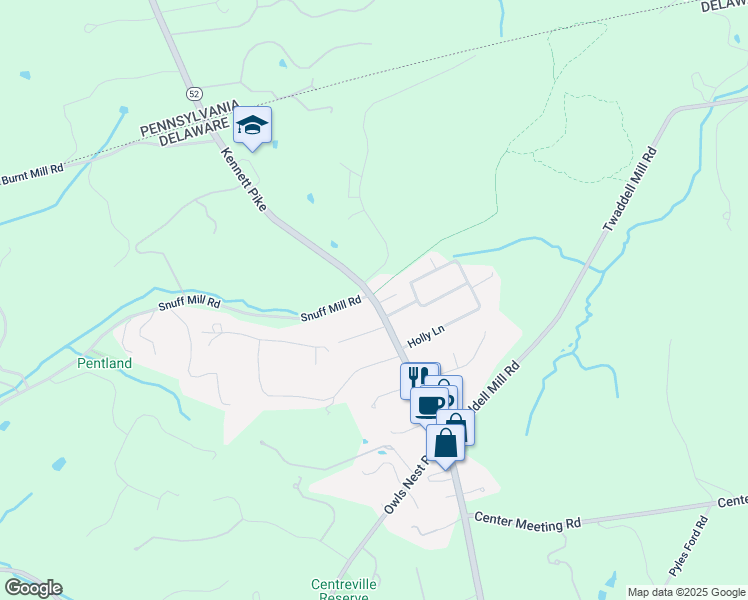 map of restaurants, bars, coffee shops, grocery stores, and more near 5923 Kennett Pike in Wilmington