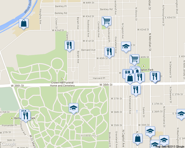 map of restaurants, bars, coffee shops, grocery stores, and more near 3901 Rookwood Avenue in Indianapolis
