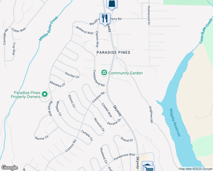 map of restaurants, bars, coffee shops, grocery stores, and more near in Magalia