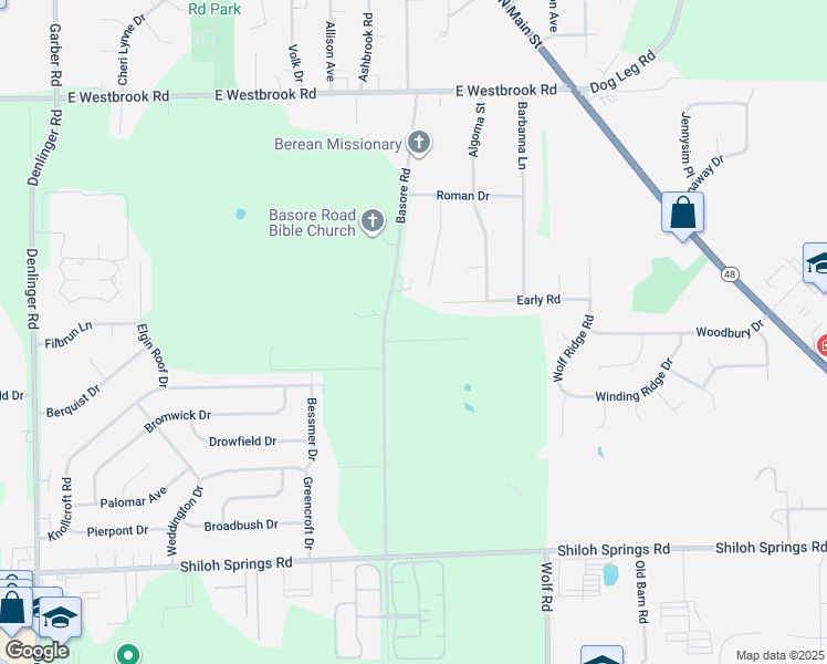 map of restaurants, bars, coffee shops, grocery stores, and more near 3370 Cortez Drive in Dayton