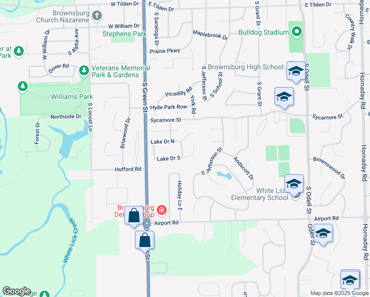 map of restaurants, bars, coffee shops, grocery stores, and more near 37 Nash Court in Brownsburg
