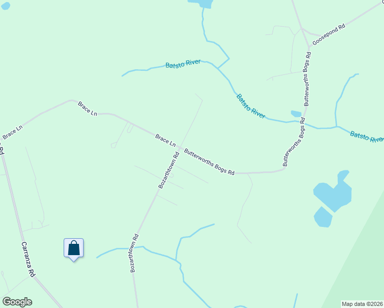 map of restaurants, bars, coffee shops, grocery stores, and more near 131 Butterworths Bogs Road in Tabernacle