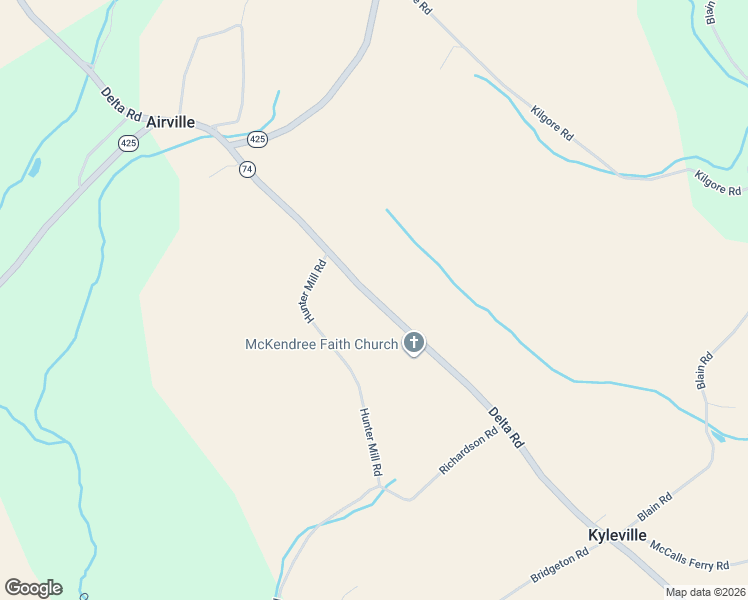 map of restaurants, bars, coffee shops, grocery stores, and more near Delta Road in Airville