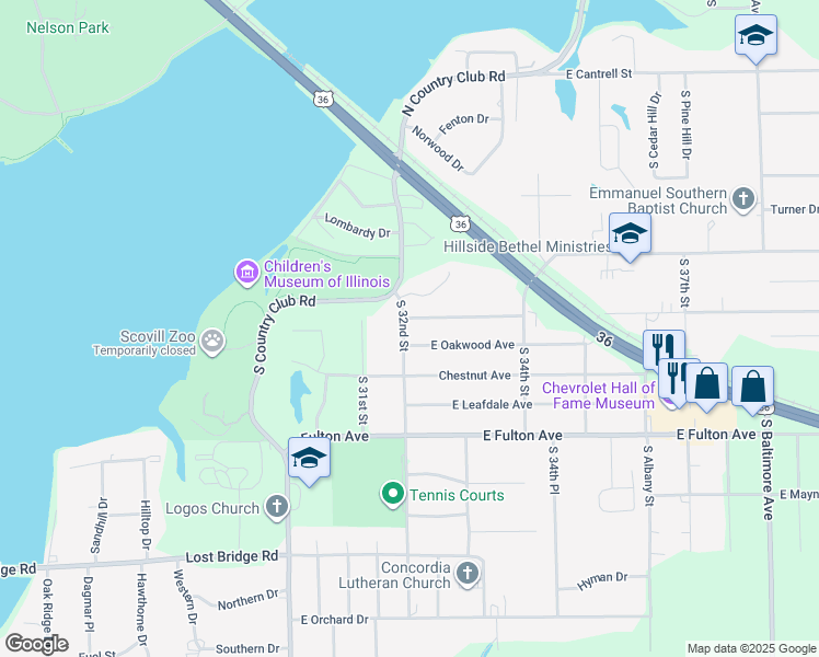 map of restaurants, bars, coffee shops, grocery stores, and more near 1370 South 32nd Street in Decatur