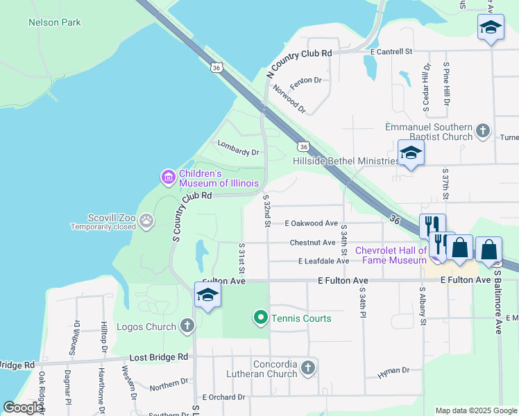 map of restaurants, bars, coffee shops, grocery stores, and more near 1370 South 32nd Street in Decatur