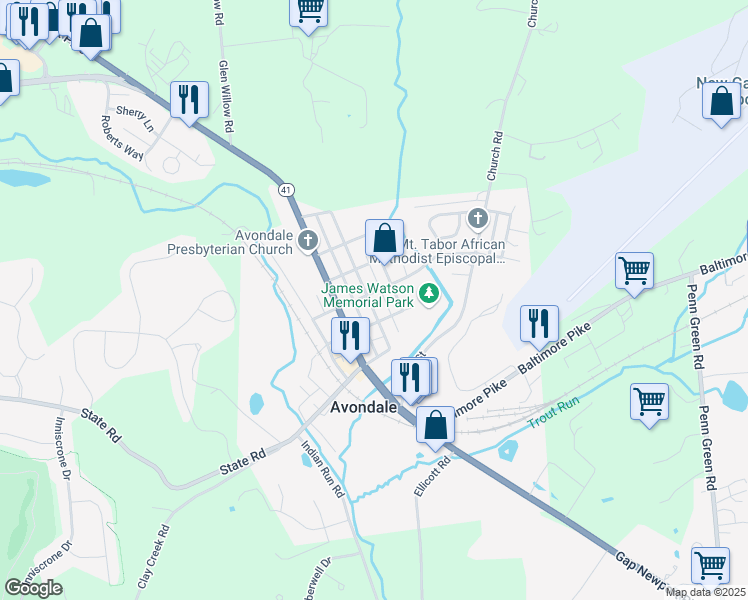 map of restaurants, bars, coffee shops, grocery stores, and more near 219 Chatham Street in Avondale
