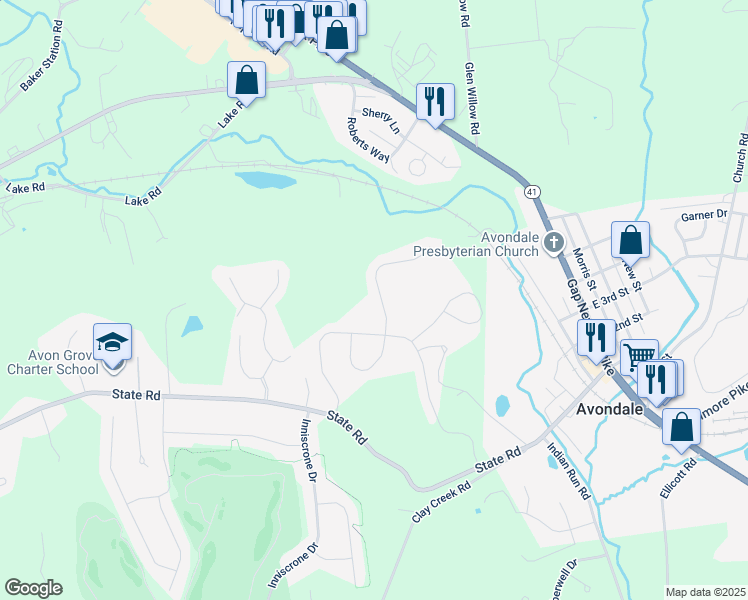 map of restaurants, bars, coffee shops, grocery stores, and more near 9 Celia Court in Avondale