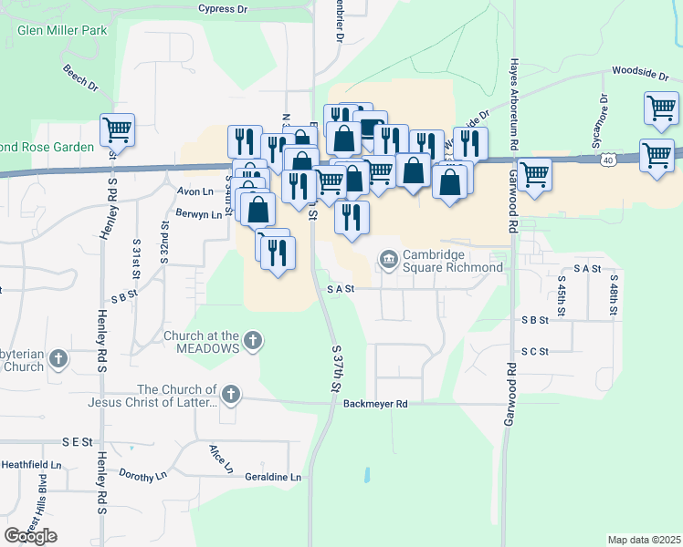 map of restaurants, bars, coffee shops, grocery stores, and more near 3700 North A Street in Richmond