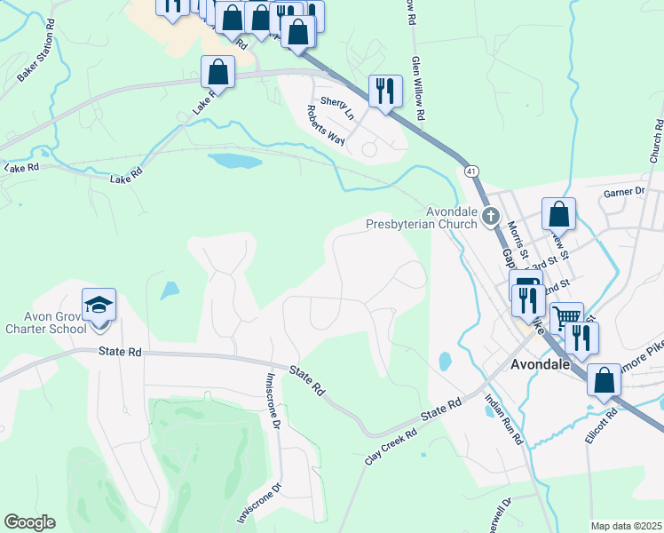 map of restaurants, bars, coffee shops, grocery stores, and more near 9 Celia Court in Avondale
