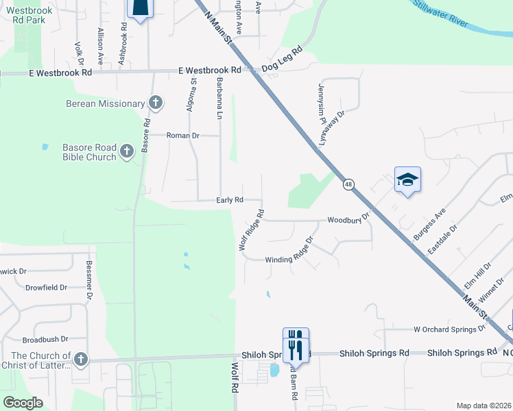 map of restaurants, bars, coffee shops, grocery stores, and more near 3007 Hedge Run Court in Dayton