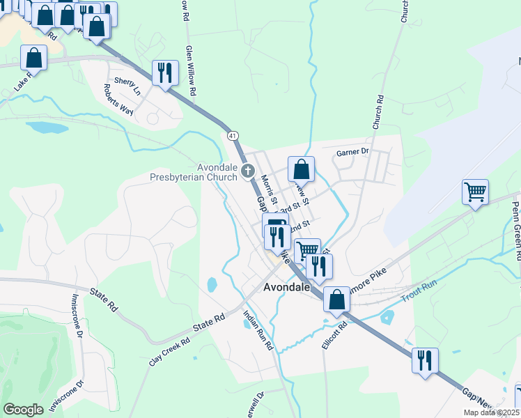 map of restaurants, bars, coffee shops, grocery stores, and more near 314 Pennsylvania Avenue in Avondale