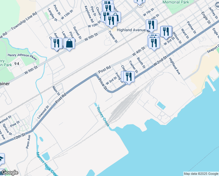 map of restaurants, bars, coffee shops, grocery stores, and more near 212 Tuttle Street in Trainer