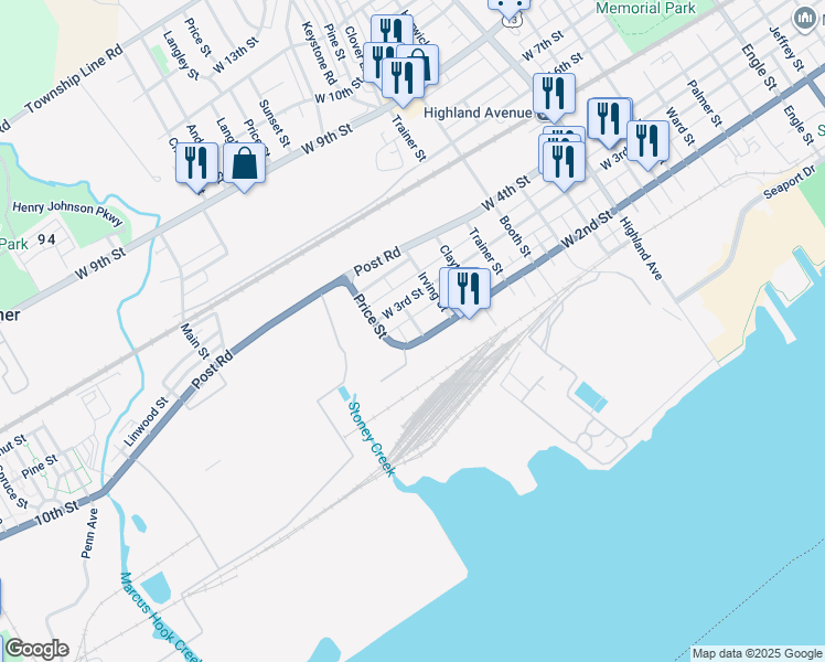 map of restaurants, bars, coffee shops, grocery stores, and more near 210 Wilcox Street in Trainer