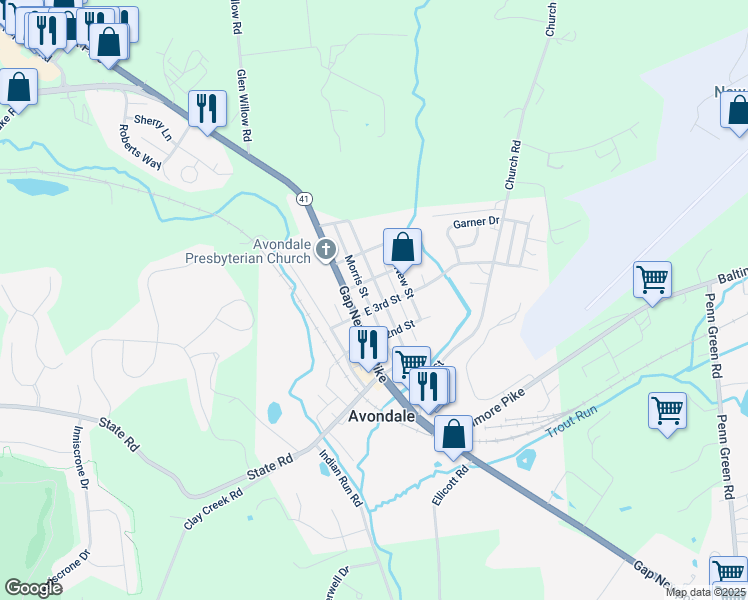 map of restaurants, bars, coffee shops, grocery stores, and more near 306 Chatham Street in Avondale