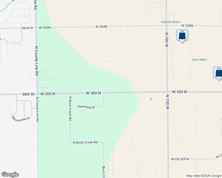 map of restaurants, bars, coffee shops, grocery stores, and more near 7432 West 300 North in Greenfield