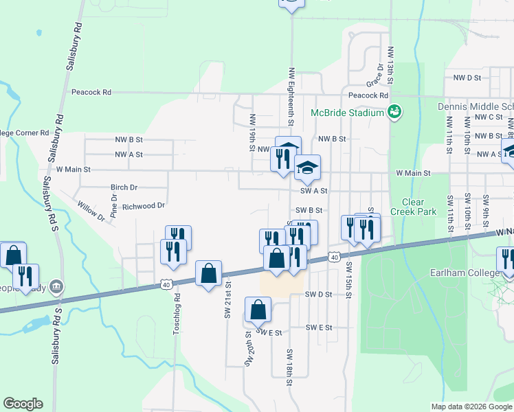map of restaurants, bars, coffee shops, grocery stores, and more near 1901 Southwest A Street in Richmond