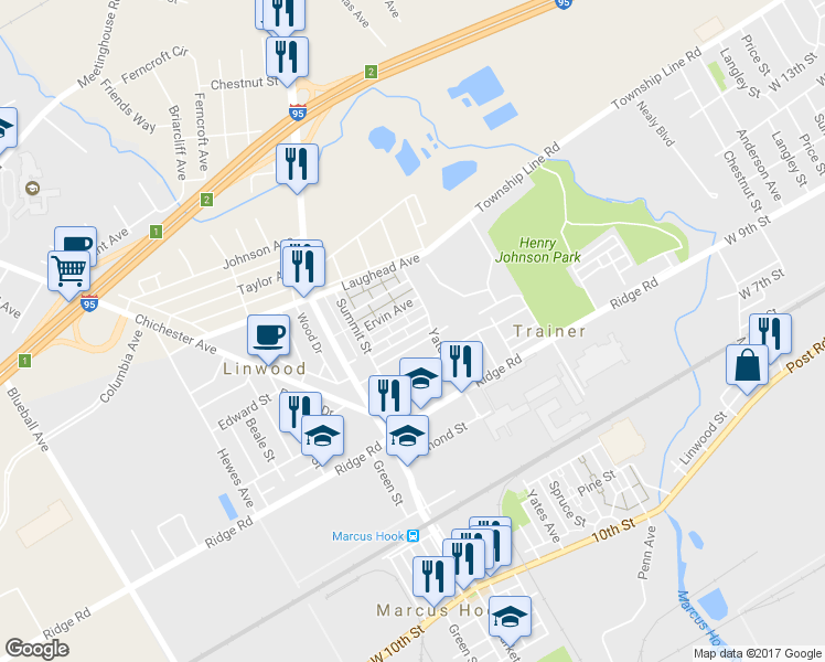map of restaurants, bars, coffee shops, grocery stores, and more near 149 Chadwick Avenue in Linwood