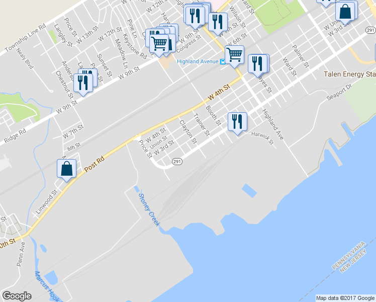 map of restaurants, bars, coffee shops, grocery stores, and more near 207 Irving Street in Trainer