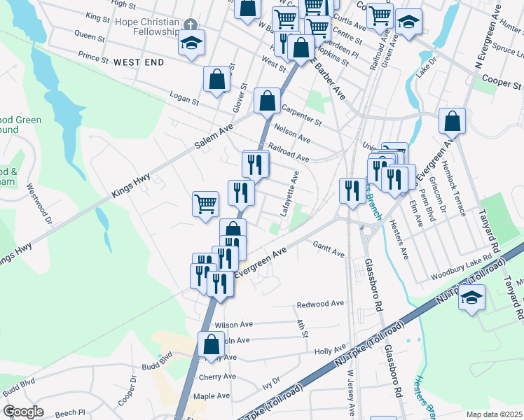 map of restaurants, bars, coffee shops, grocery stores, and more near 26 Manor Avenue in Woodbury
