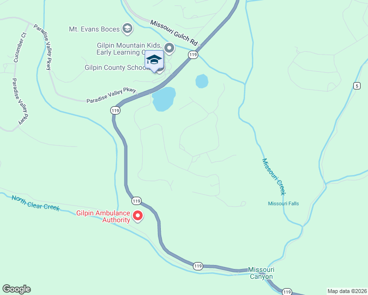 map of restaurants, bars, coffee shops, grocery stores, and more near 134 Pinon Circle in Black Hawk