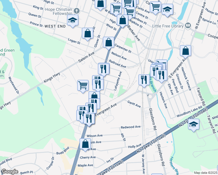 map of restaurants, bars, coffee shops, grocery stores, and more near 26 Manor Avenue in Woodbury