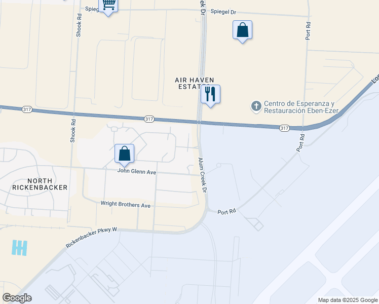 map of restaurants, bars, coffee shops, grocery stores, and more near 6931 Alum Creek Drive in Columbus