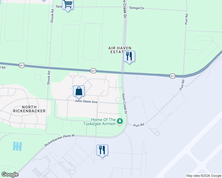 map of restaurants, bars, coffee shops, grocery stores, and more near 6931 Alum Creek Drive in Columbus
