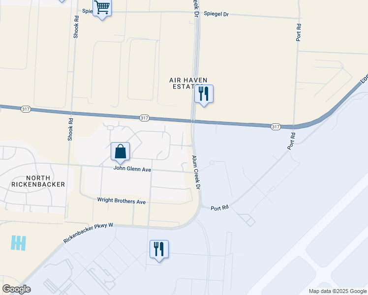 map of restaurants, bars, coffee shops, grocery stores, and more near 6931 Alum Creek Drive in Columbus