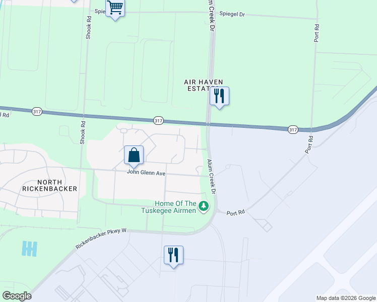 map of restaurants, bars, coffee shops, grocery stores, and more near 6931 Alum Creek Drive in Columbus