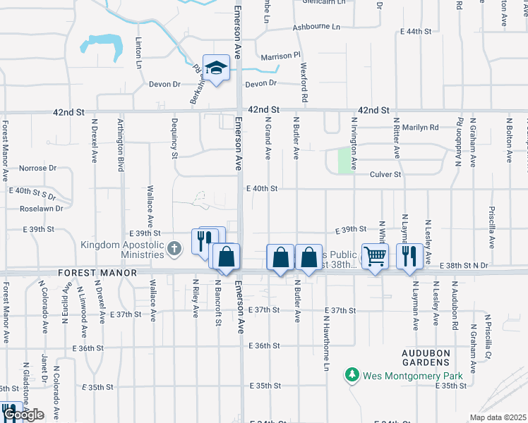 map of restaurants, bars, coffee shops, grocery stores, and more near 3934 North Grand Avenue in Indianapolis
