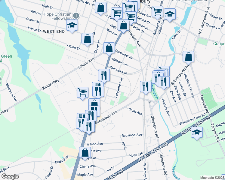 map of restaurants, bars, coffee shops, grocery stores, and more near 26 Manor Avenue in Woodbury