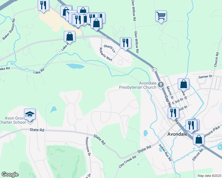map of restaurants, bars, coffee shops, grocery stores, and more near 25 Celia Court in Avondale