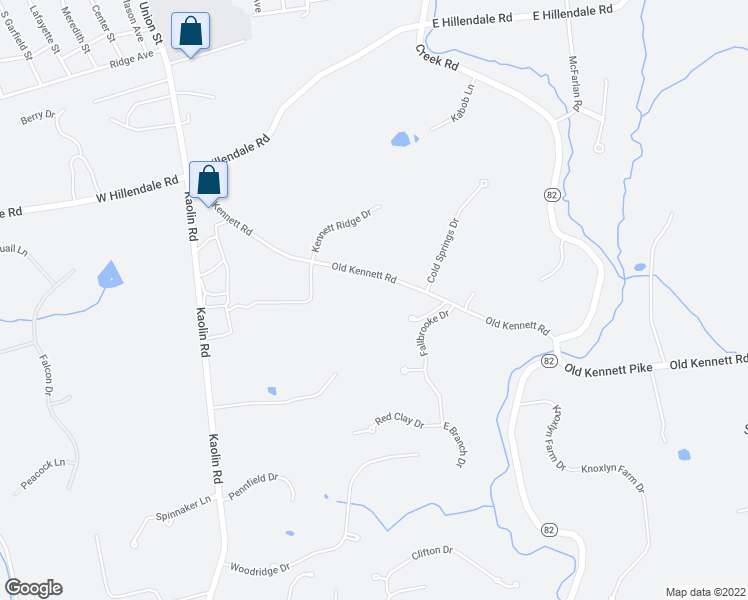 map of restaurants, bars, coffee shops, grocery stores, and more near 134 Old Kennett Road in Kennett Square