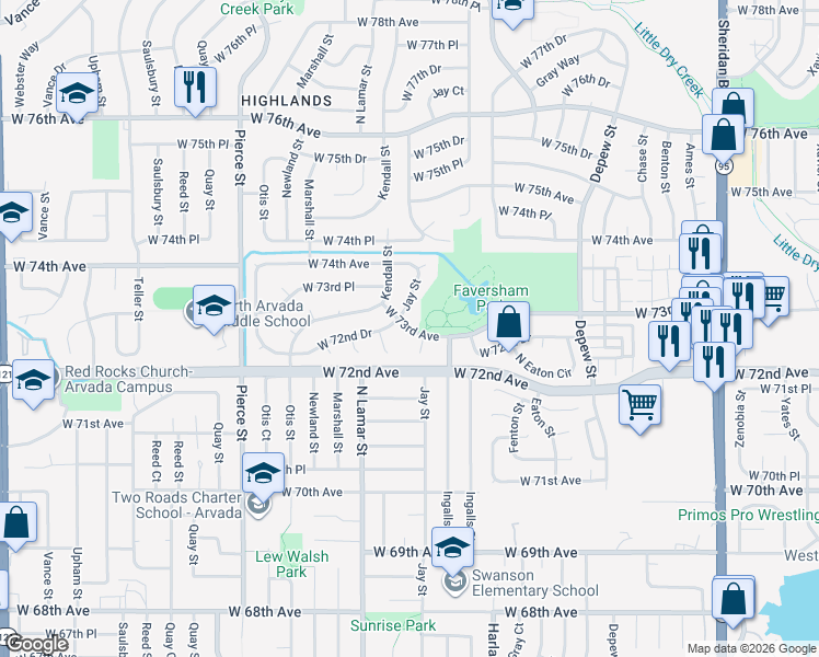 map of restaurants, bars, coffee shops, grocery stores, and more near in Westminster