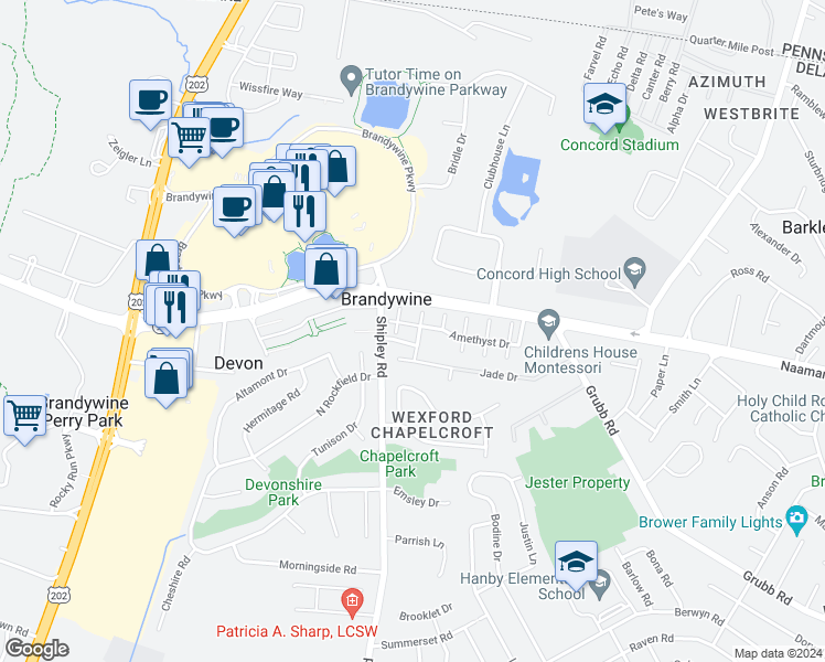 map of restaurants, bars, coffee shops, grocery stores, and more near 3108 Ruby Drive in Wilmington