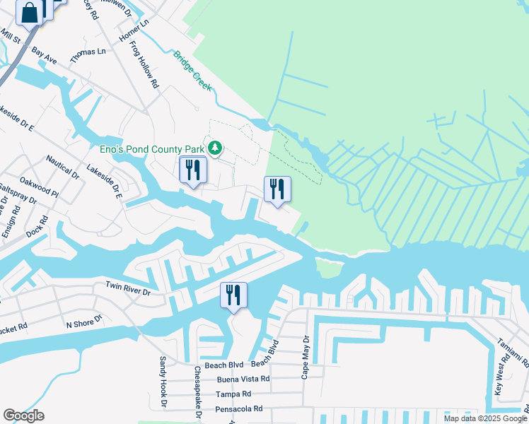 map of restaurants, bars, coffee shops, grocery stores, and more near 351 Harbor View in Lacey Township